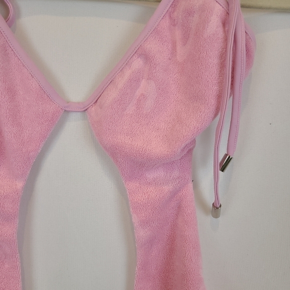 NEW Waydamin Monokini Pink Terry One Piece Bodysuit Swim Sz 2XL NWT $60 - Picture 5 of 11